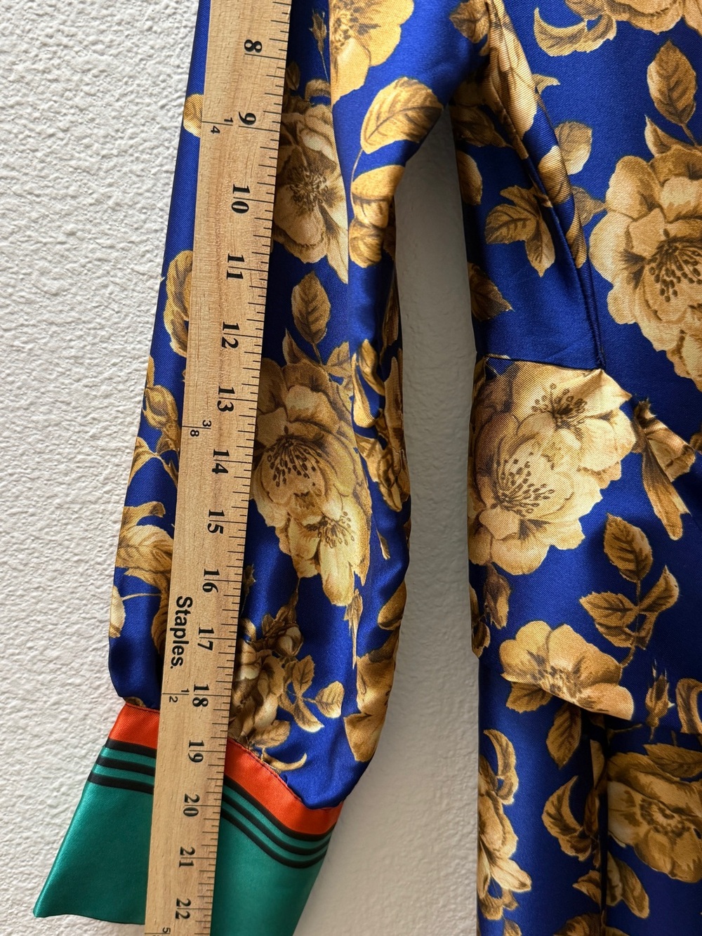ZARA Blue Floral Satin Maxi Shirt Dress S Boho Oriental Caftan Long Sleeve - Picture 9 of 15